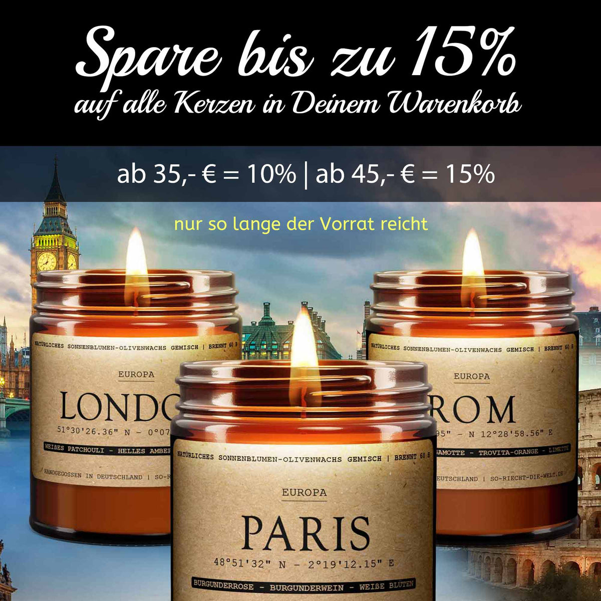 Kapstadt Duftkerze - Ozean | Palmrinde | Minze | Moschus