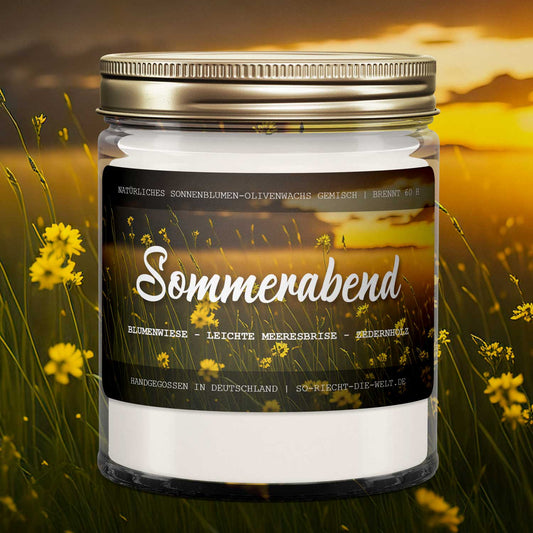 Sommerabend Kerze - Blumenwiese | Leichte Meeresbrise | Zedernholz