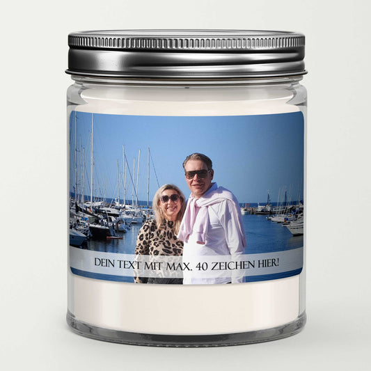 Foto, Bild, Duftkerze, mit eigenem Motiv, Kerze, Geschenk, Geschenk für Freunde, Geburtstag, Feier, Hochzeit