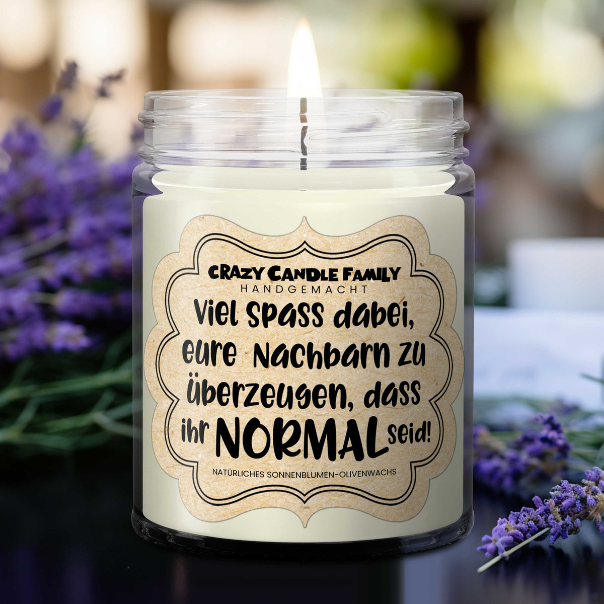 Viel Spass dabei, eure Nachbarn zu überzeugen, dass ihr normal seid Kerze Einweihung für Freunde neues Zuhause neues Haus Umzug Geschenk