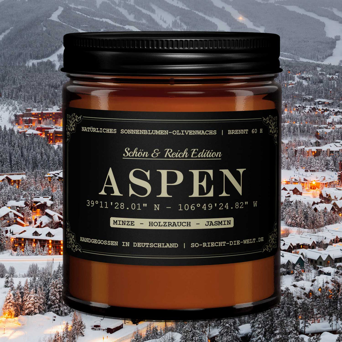 Aspen Duftkerze - Schön & Reich Edition - Minze | Holzrauch | Jasmin