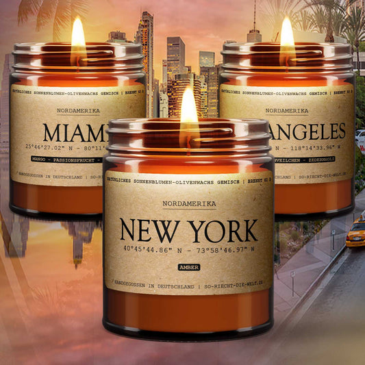 USA Paket - 3 Duftkerzen - New York | Los Angeles | Miami