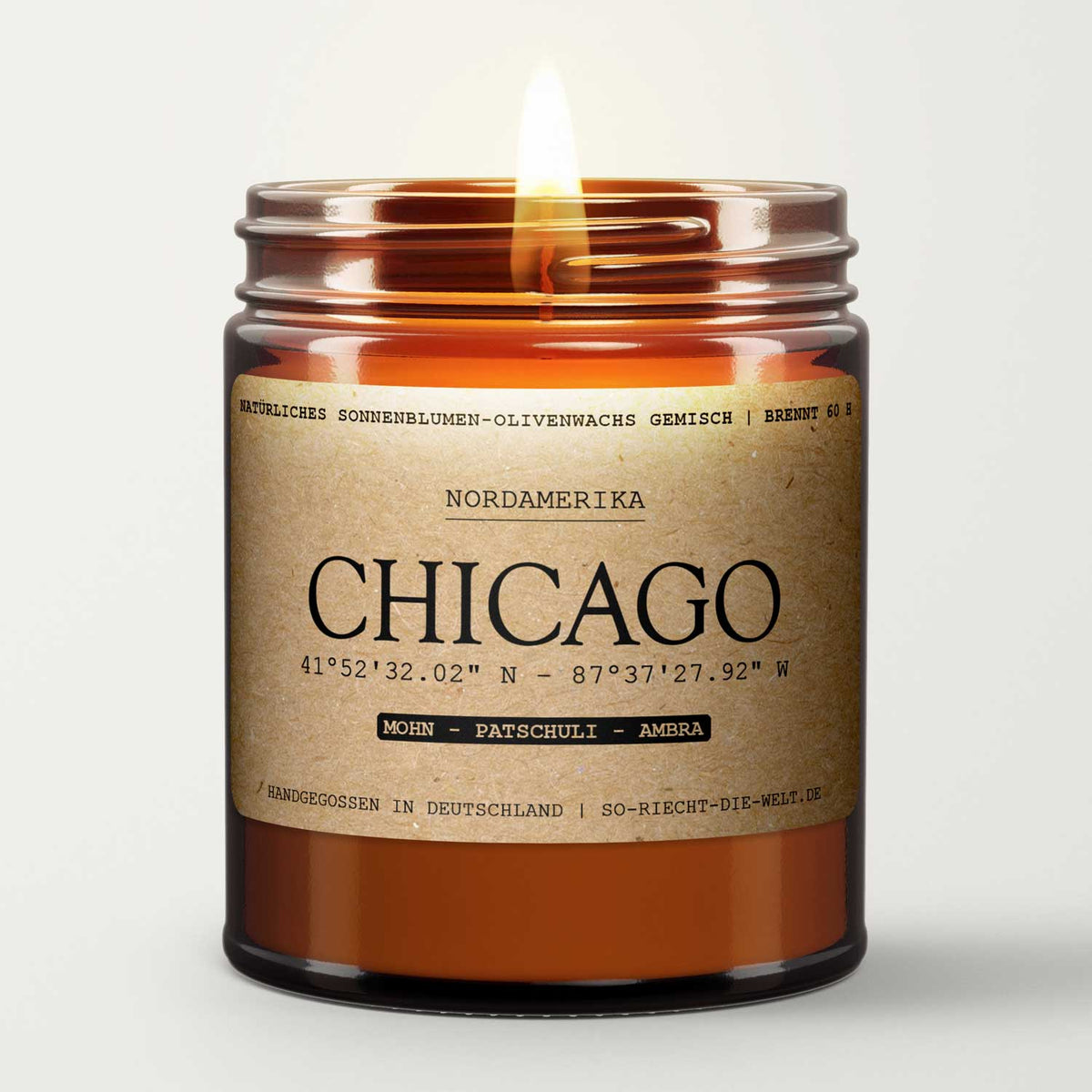 Chicago Duftkerze - Mohn | Patschuli | Ambra