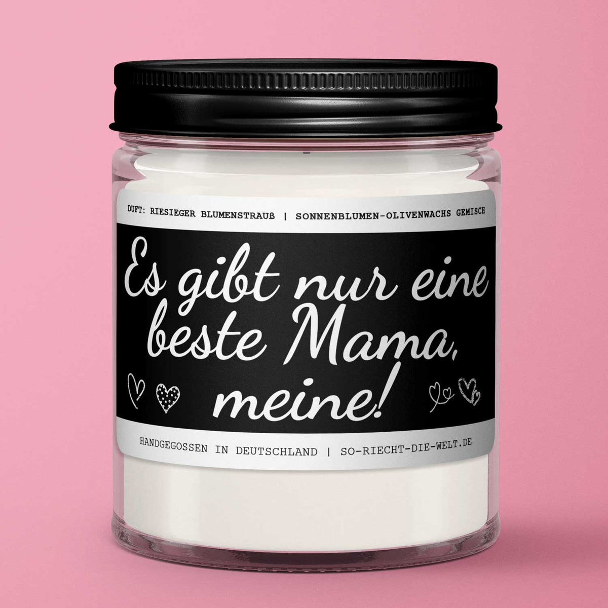 Mama Duftkerze "Es gibt nur eine beste Mama, meine!" Duft: riesiger Blumenstrauß