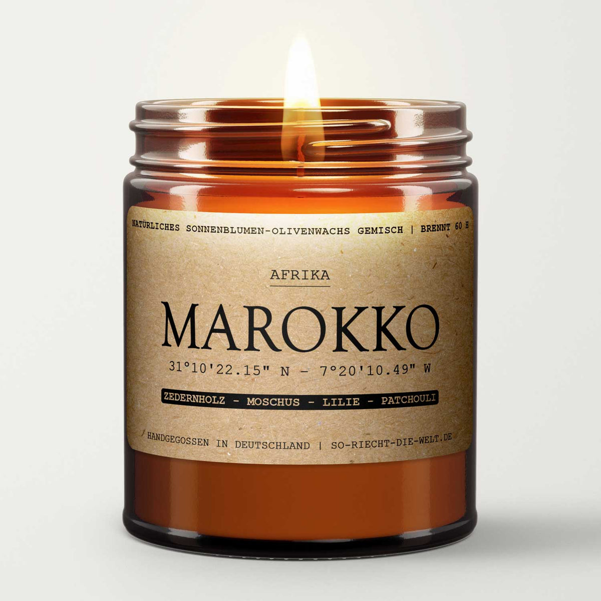 Marokko Duftkerze - Zedernholz | Moschus | Lilie | Patchouli