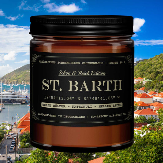 St. Barth Kerze - Schön & Reich Edition - Weiße Hölzer | Patschuli | Helles Leder